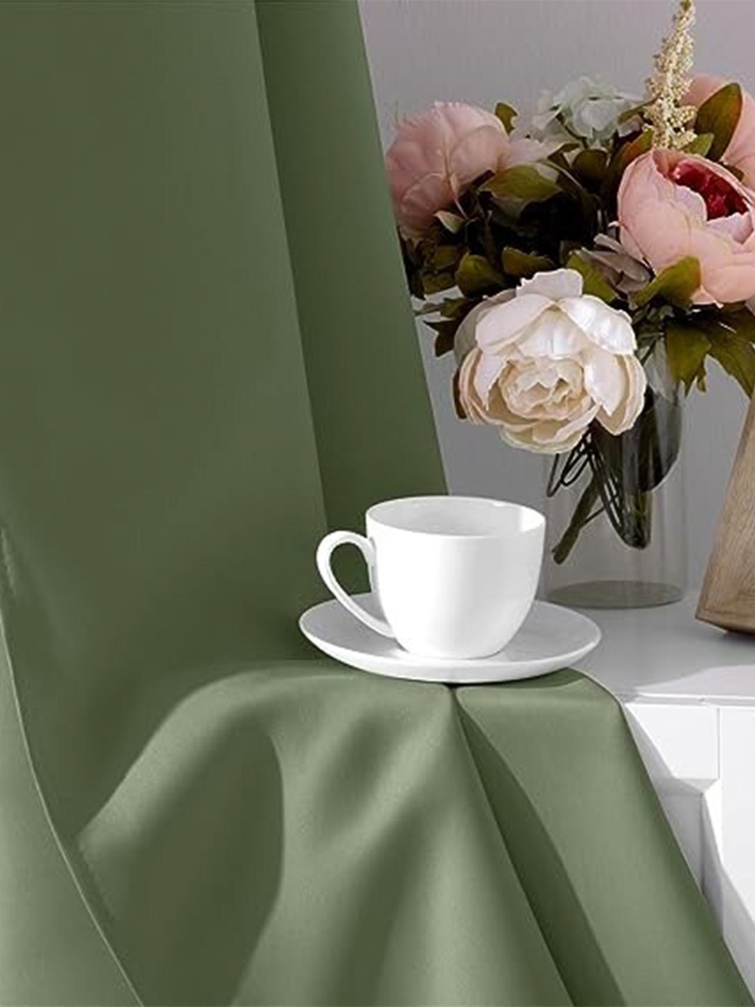 

Home Sizzler Green 2 Pieces Black Out Long Door Curtains