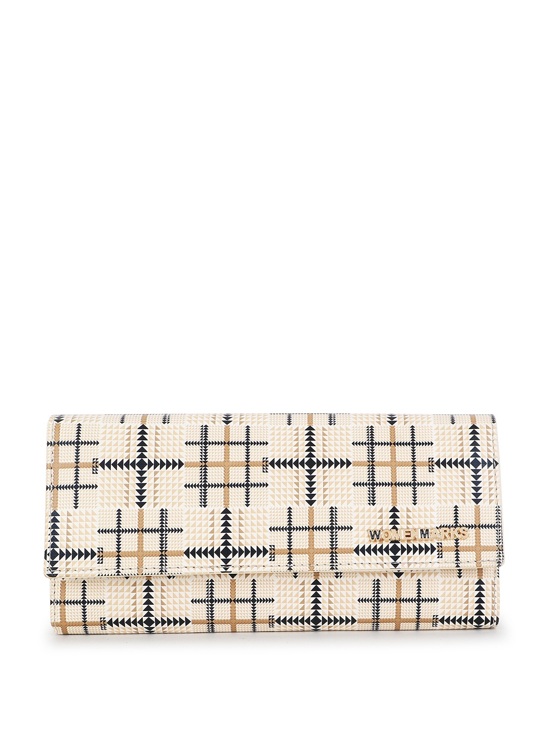 

WOMEN MARKS Geometric Printed Purse Clutch, Cream