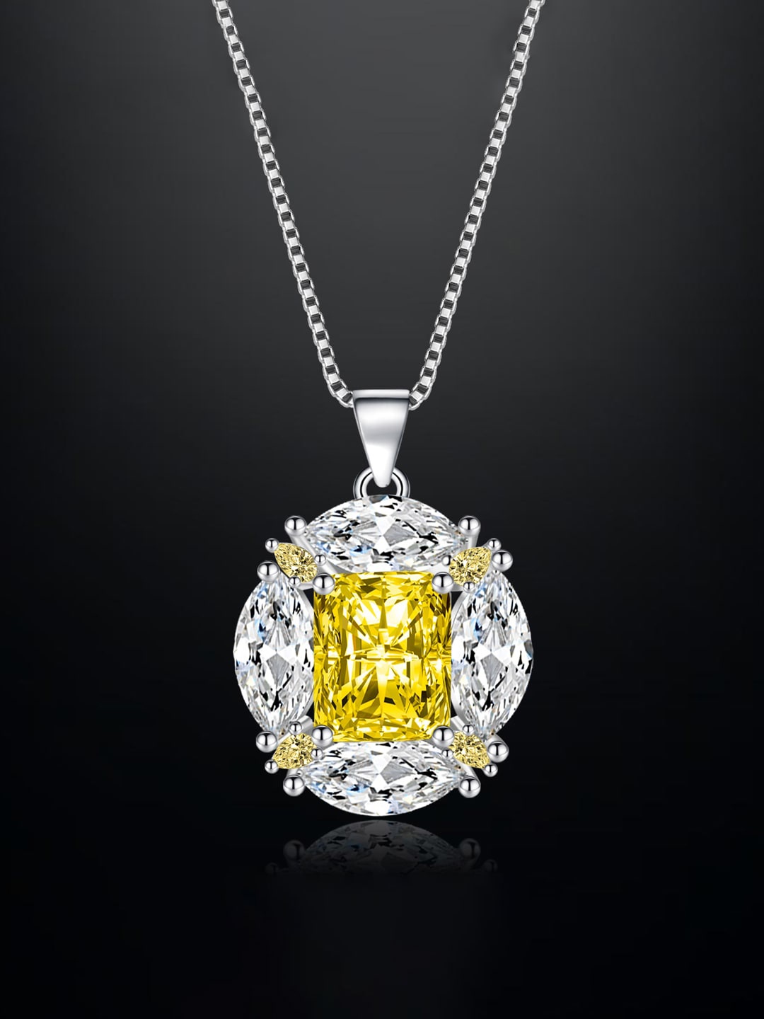 

Designs & You Silver-Plated Cubic Zirconia Studded Geometric Pendant With Chain