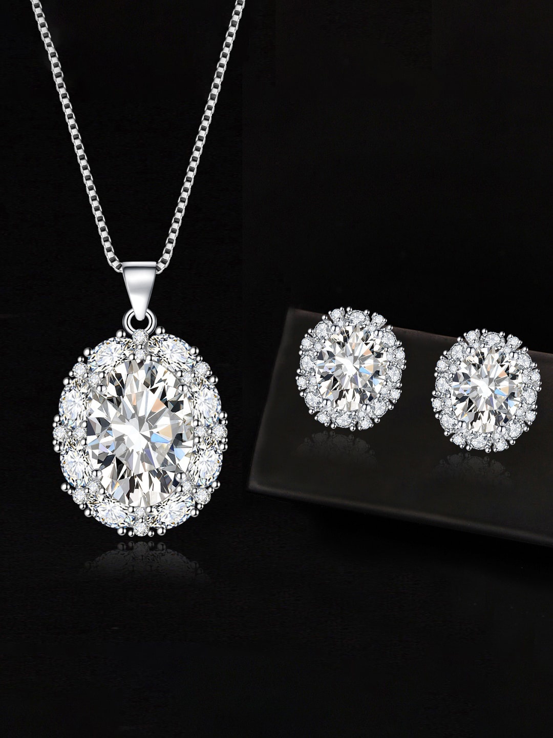 

Designs & You Silver-Plated CZ-Studded Jewellery Set, White