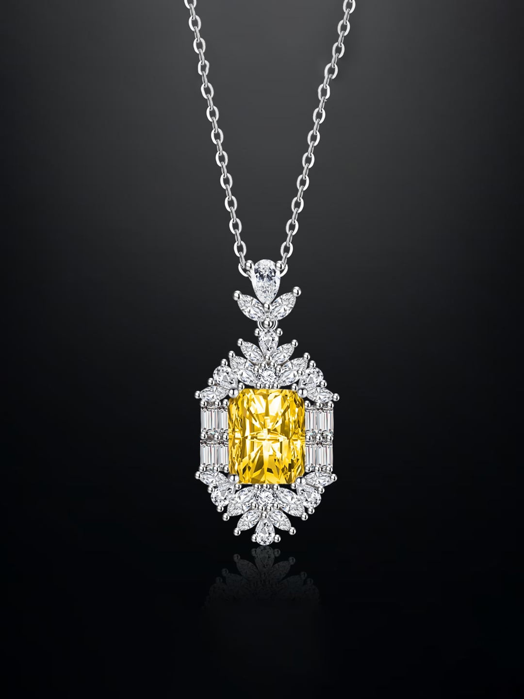 

Designs & You Silver-Plated CZ-Studded Rectangular Shaped Pendant With Chain
