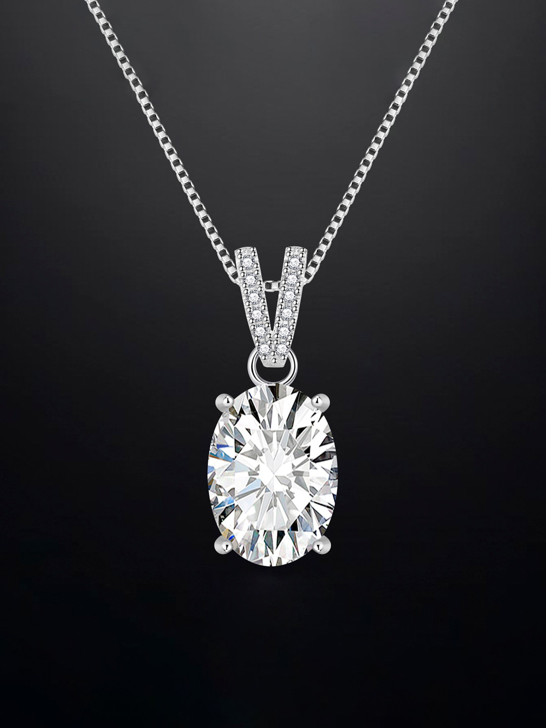 

Designs & You Silver-Plated CZ-Studded Pendant With Chain