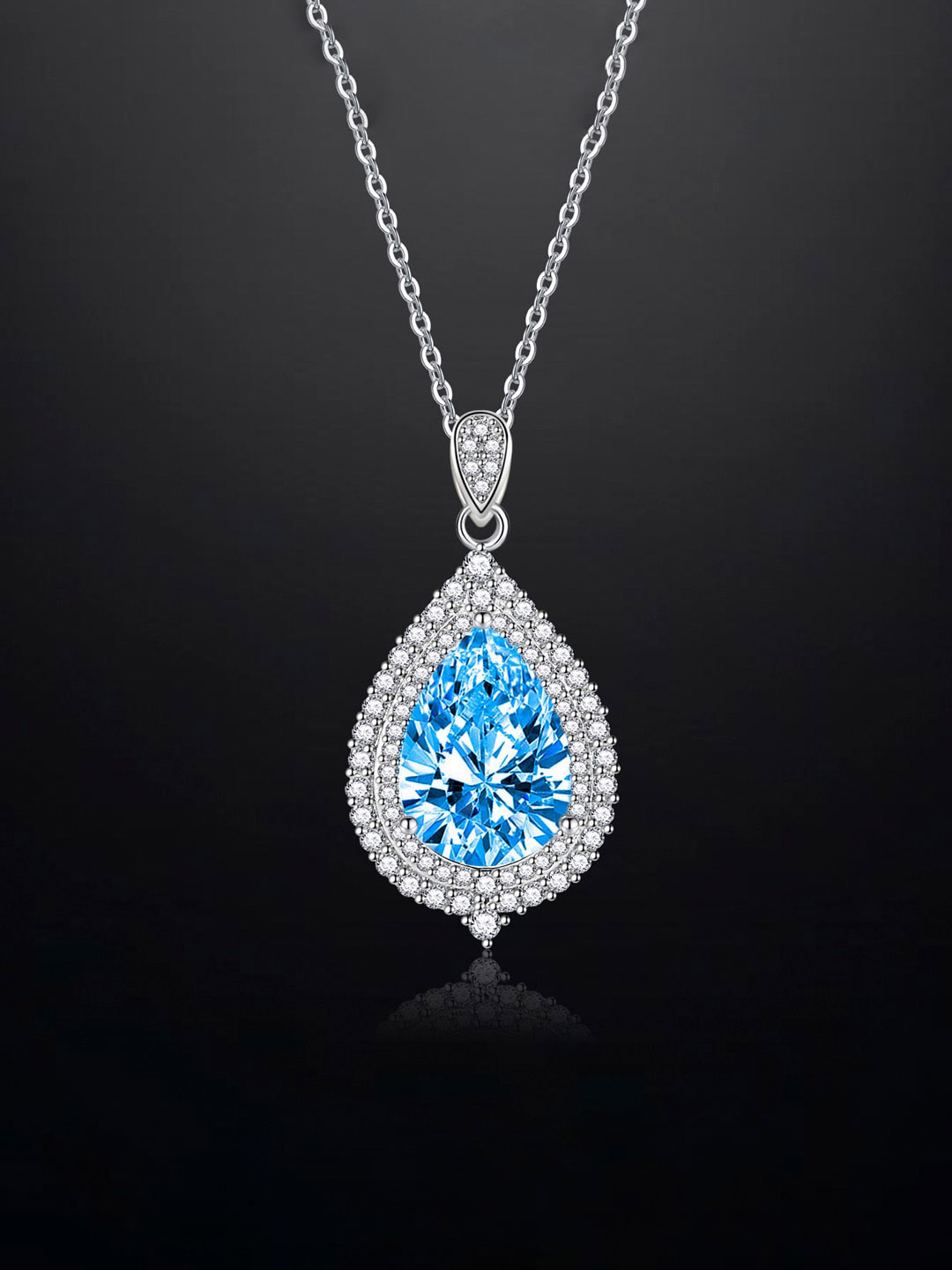 

Designs & You Silver-Plated CZ-Studded Teardrop Pendant