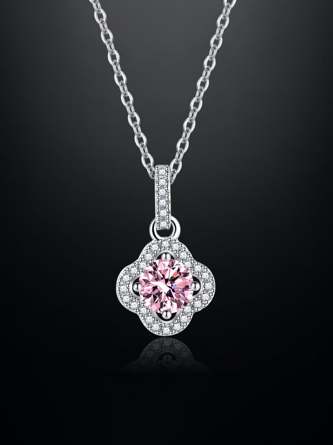

Designs & You Silver-Plated CZ-Studded Clover Pendant
