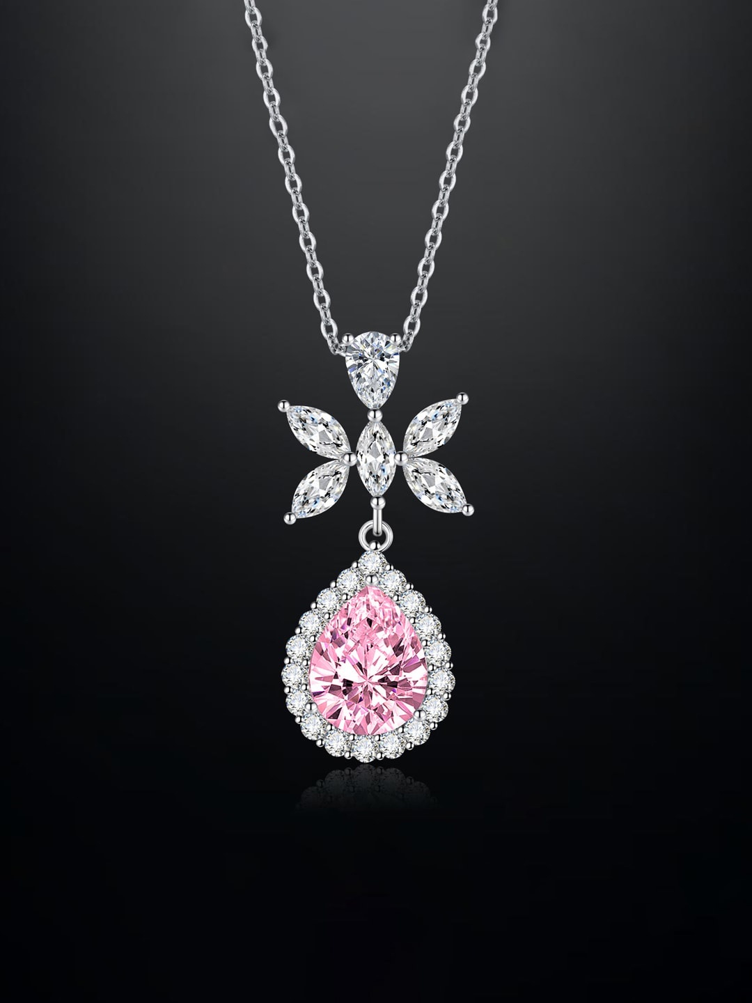 

Designs & You Silver-Plated Cubic Zirconia Studded Pendant With Chain