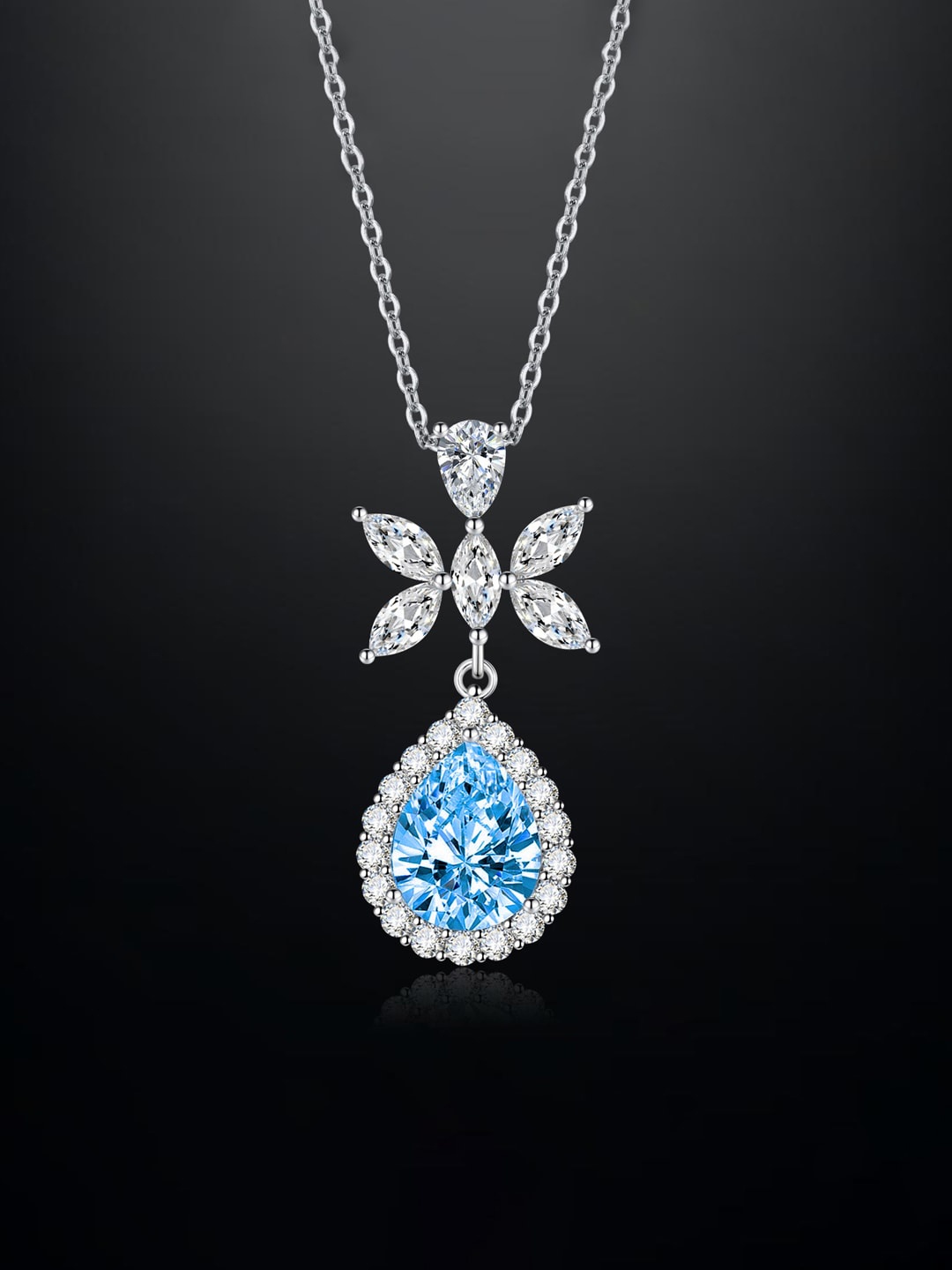 

Designs & You Silver-Plated CZ-Studded Teardrop Pendant