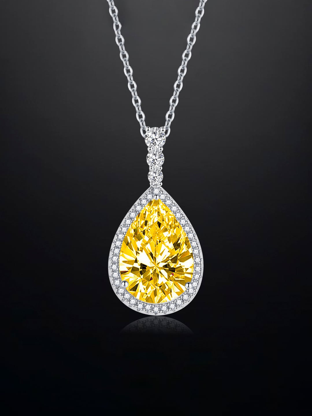 

Designs & You Silver-Plated CZ-Studded Teardrop Pendant