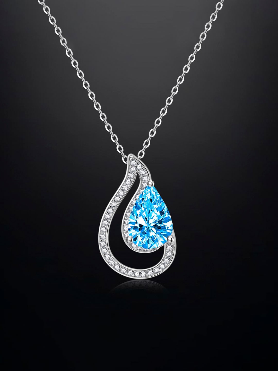 

Designs & You Silver-Plated Cubic Zirconia Studded Pendant With Chain
