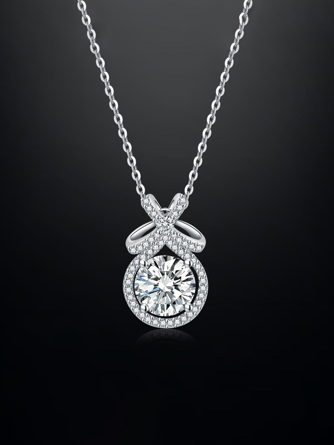 

Designs & You Silver-Plated CZ-Studded Round Shaped Pendant With Chain