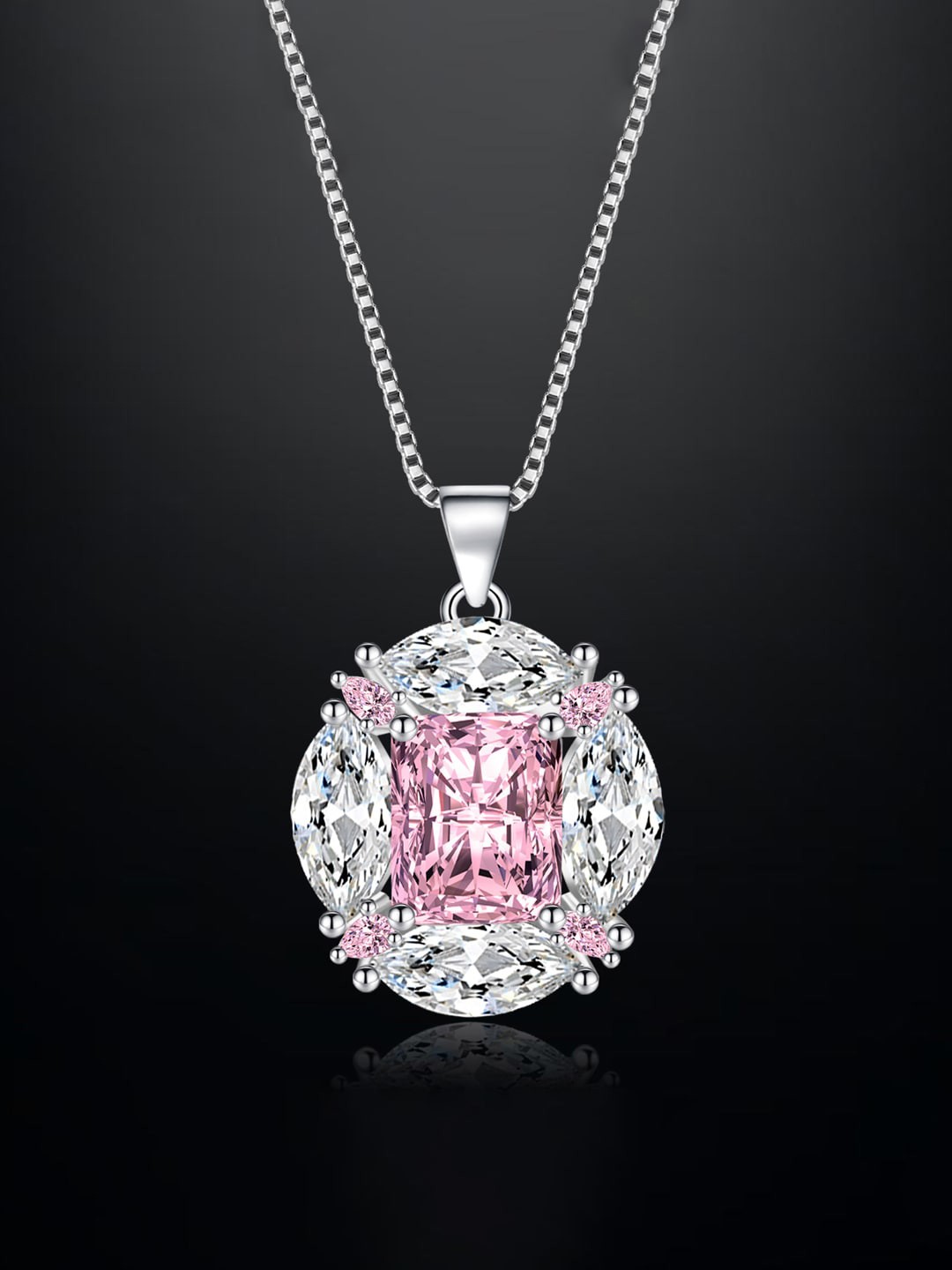 

Designs & You Silver-Plated CZ-Studded Pendant With Chain