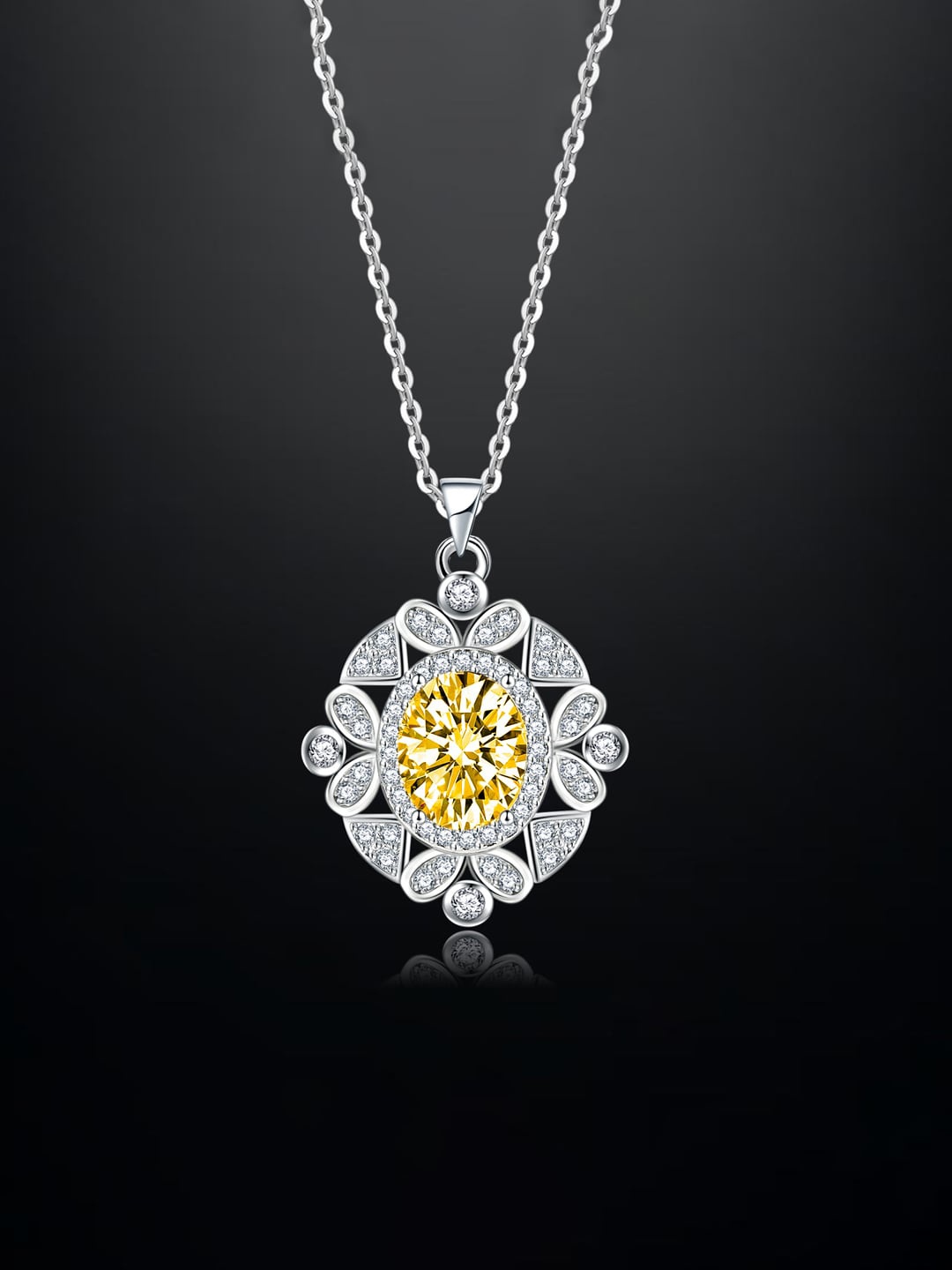 

Designs & You Silver-Plated CZ-Studded Round Shaped Pendant With Chain