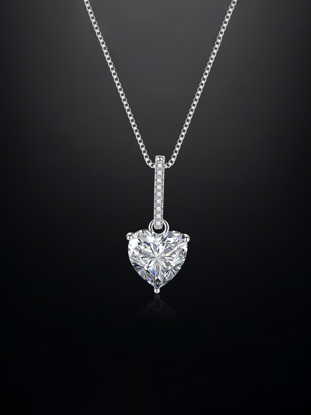 

Designs & You Silver-Plated CZ-Studded Heart Pendant With Chain