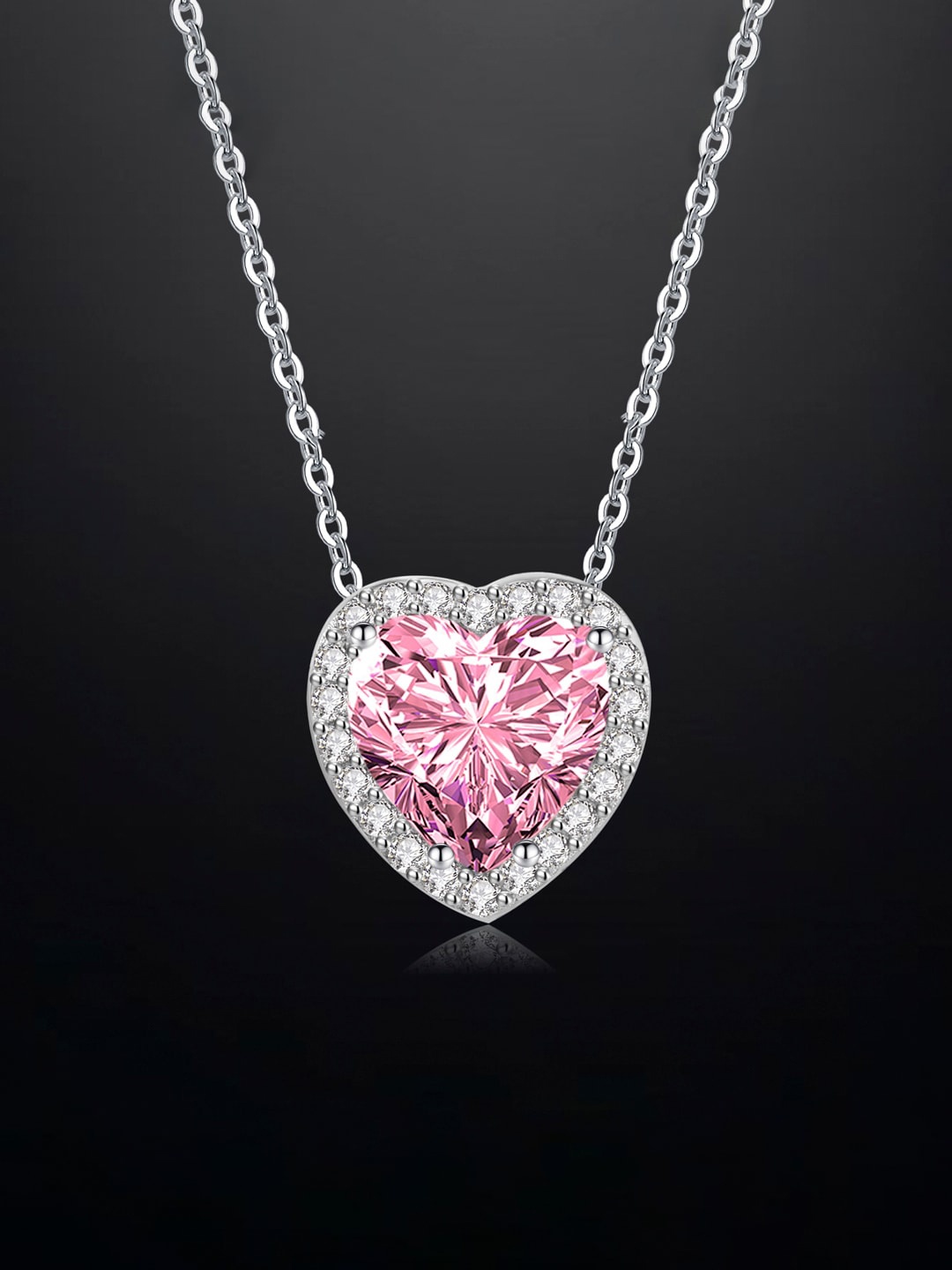 

Designs & You Silver-Plated CZ-Studded Heart Pendant With Chain
