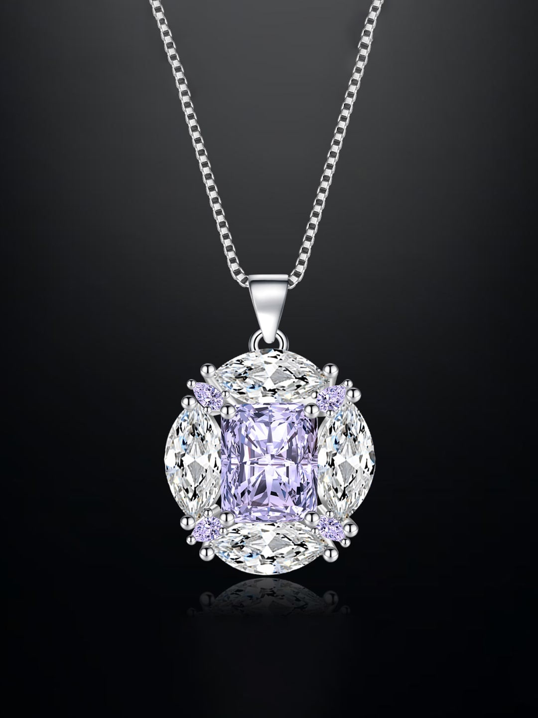 

Designs & You Silver-Plated CZ-Studded Pendant With Chain