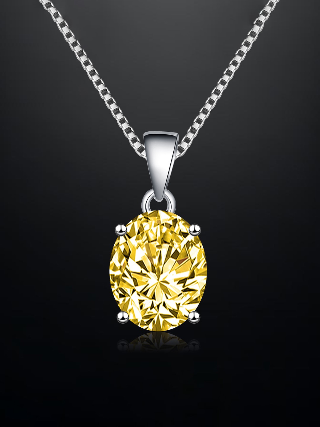 

Designs & You Silver-Plated CZ-Studded Oval Shaped Pendant With Chain