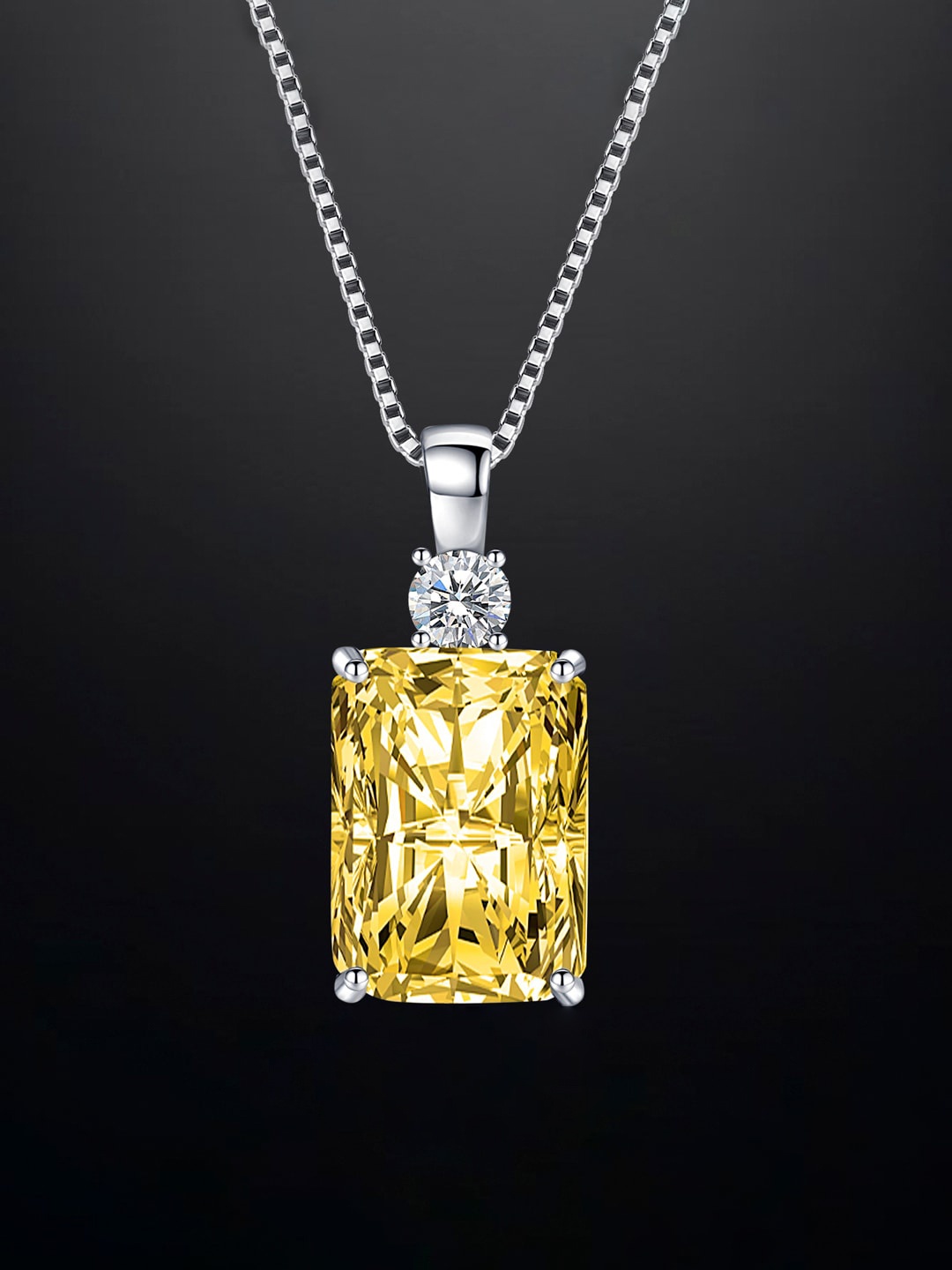

Designs & You Silver-Plated CZ-Studded Rectangular Pendant With Chain