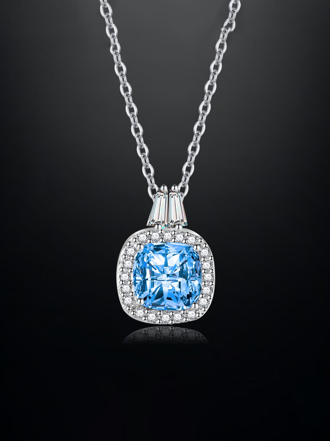 

Designs & You Silver-Plated Cubic Zirconia Studded Square Shaped Pendant With Chain