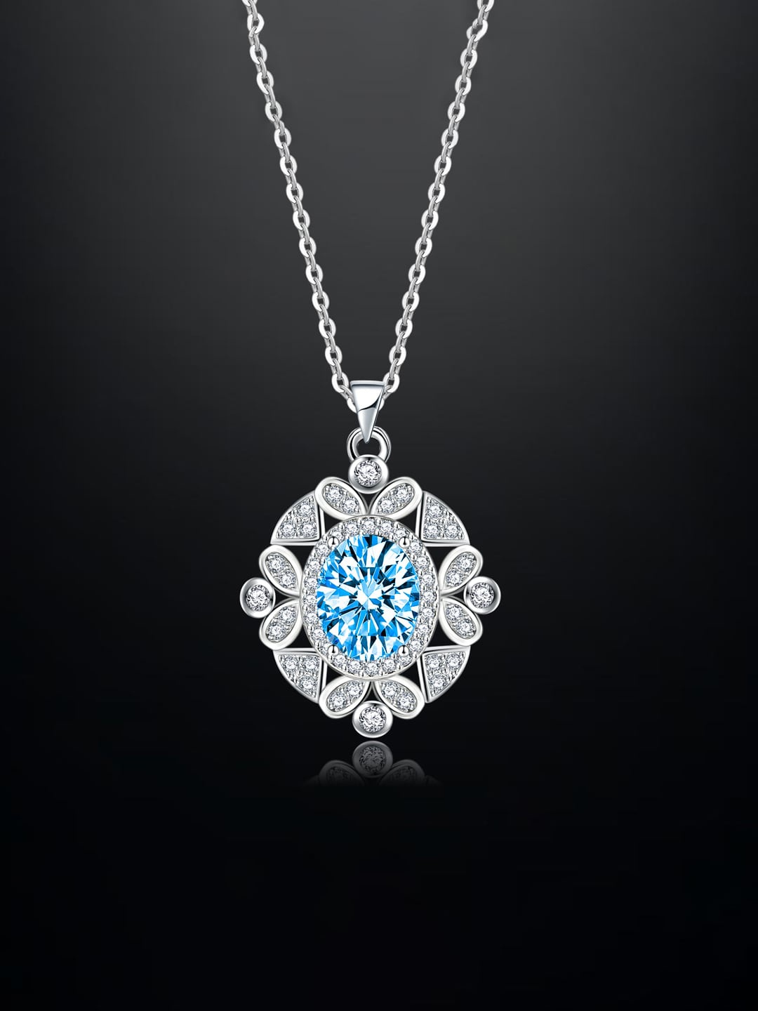 

Designs & You Silver-Plated CZ-Studded Round Pendant With Chain