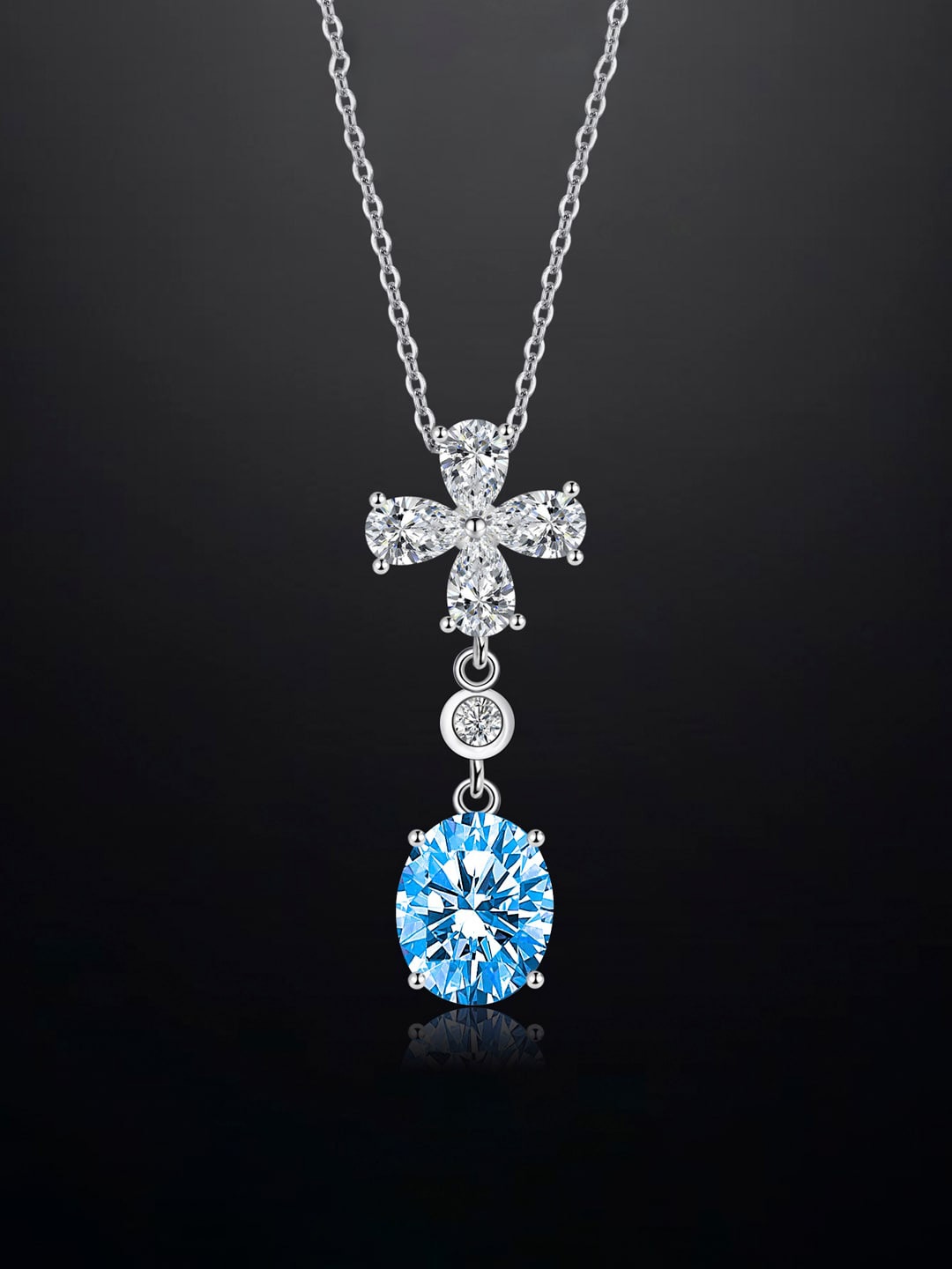 

Designs & You Silver-Plated Cubic Zirconia Studded Teardrop Pendant With Chain