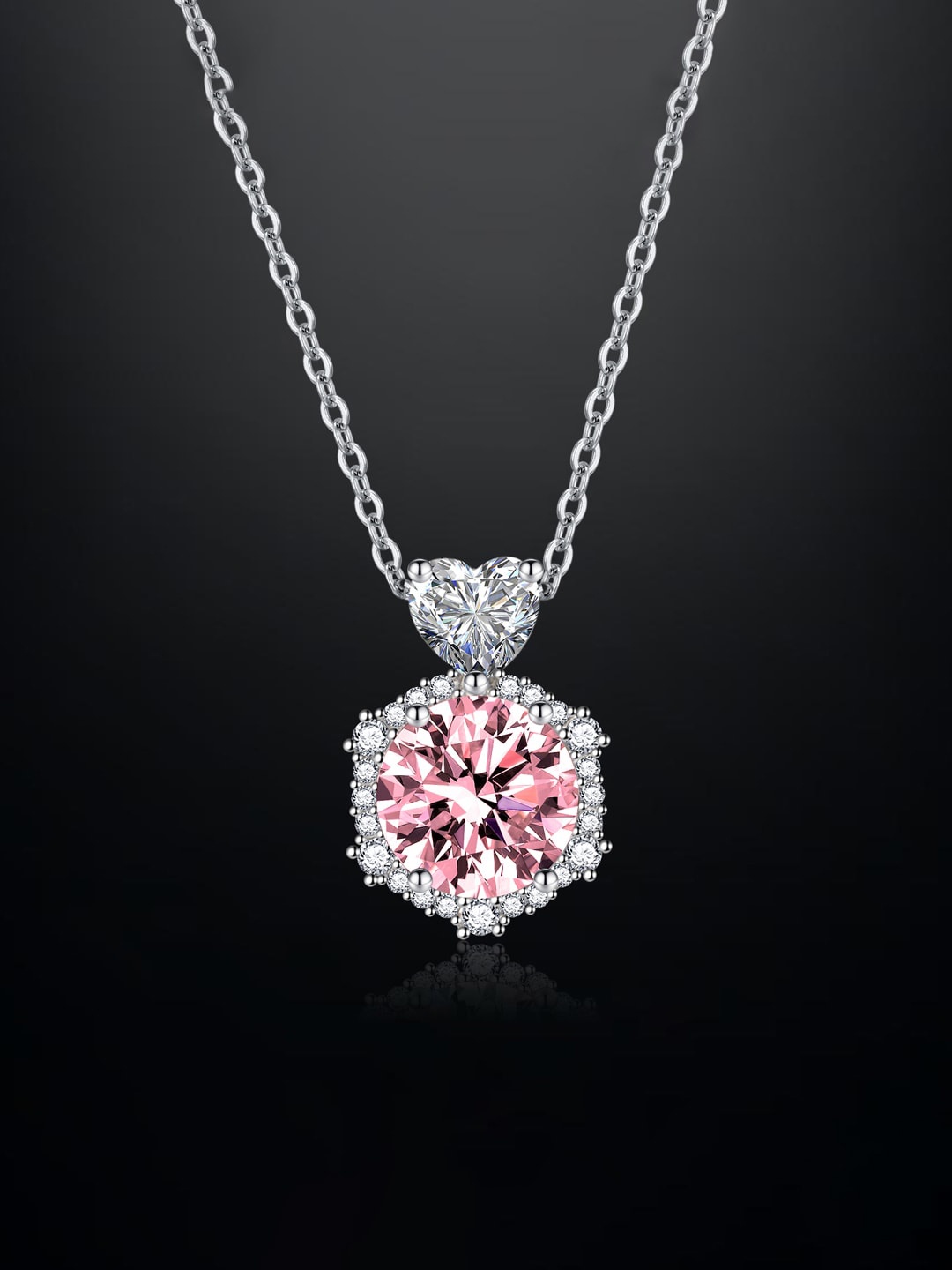 

Designs & You Silver-Plated Cubic Zirconia Studded Hexagonal Pendant With Chain