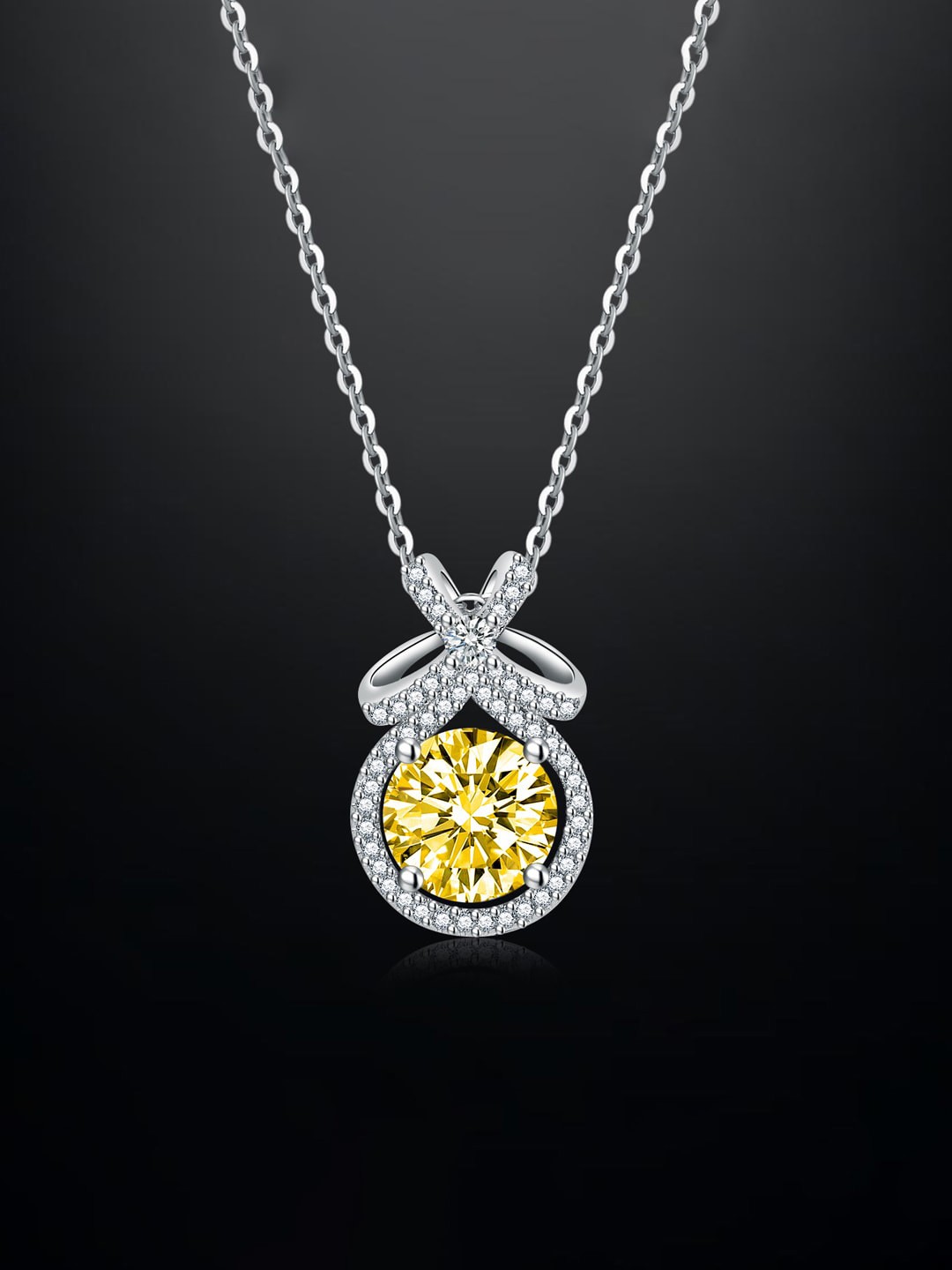 

Designs & You Silver-Plated CZ-Studded Teardrop Pendant With Chain