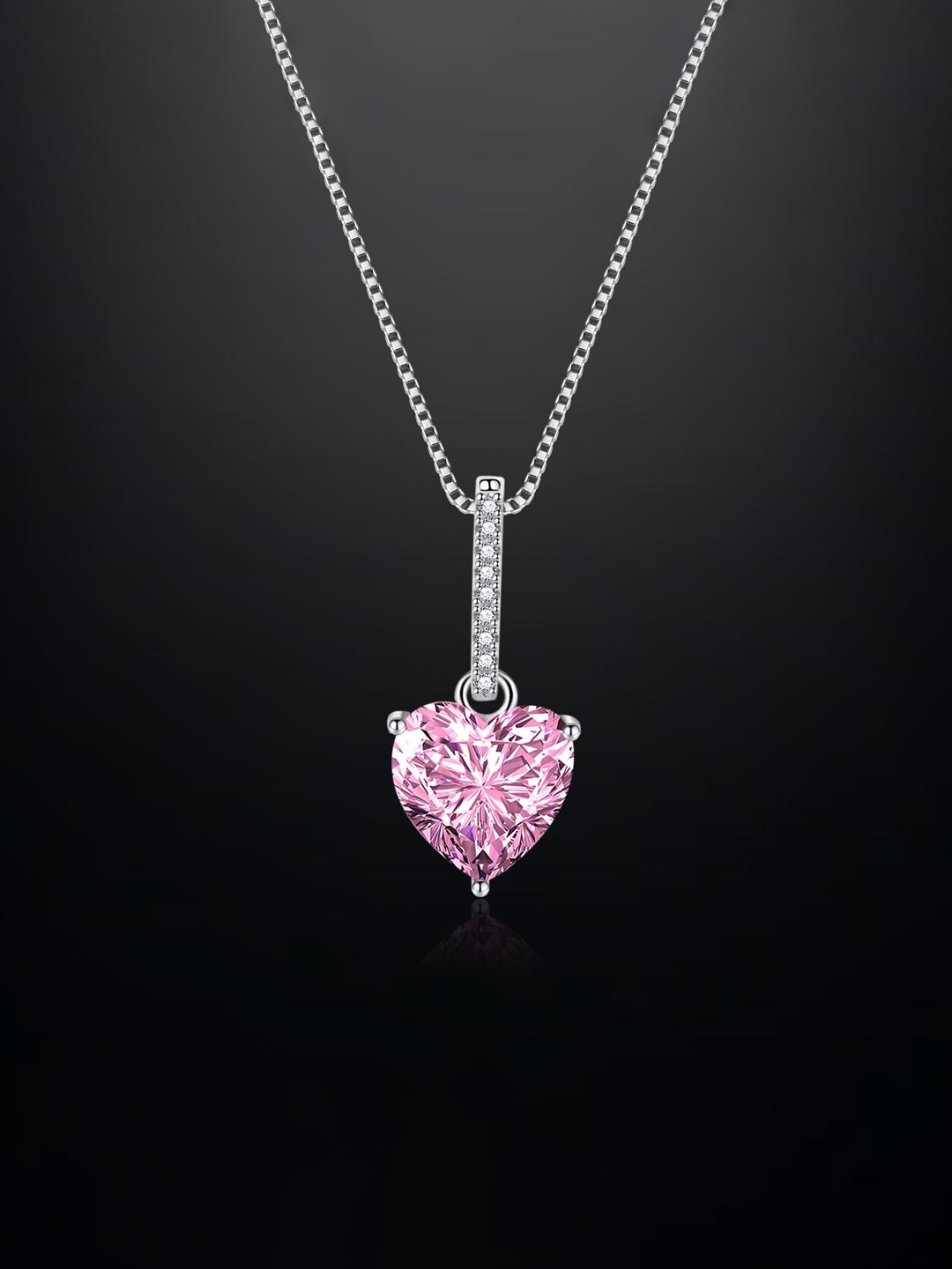 

Designs & You Silver-Plated CZ-Studded Heart Pendant With Chain