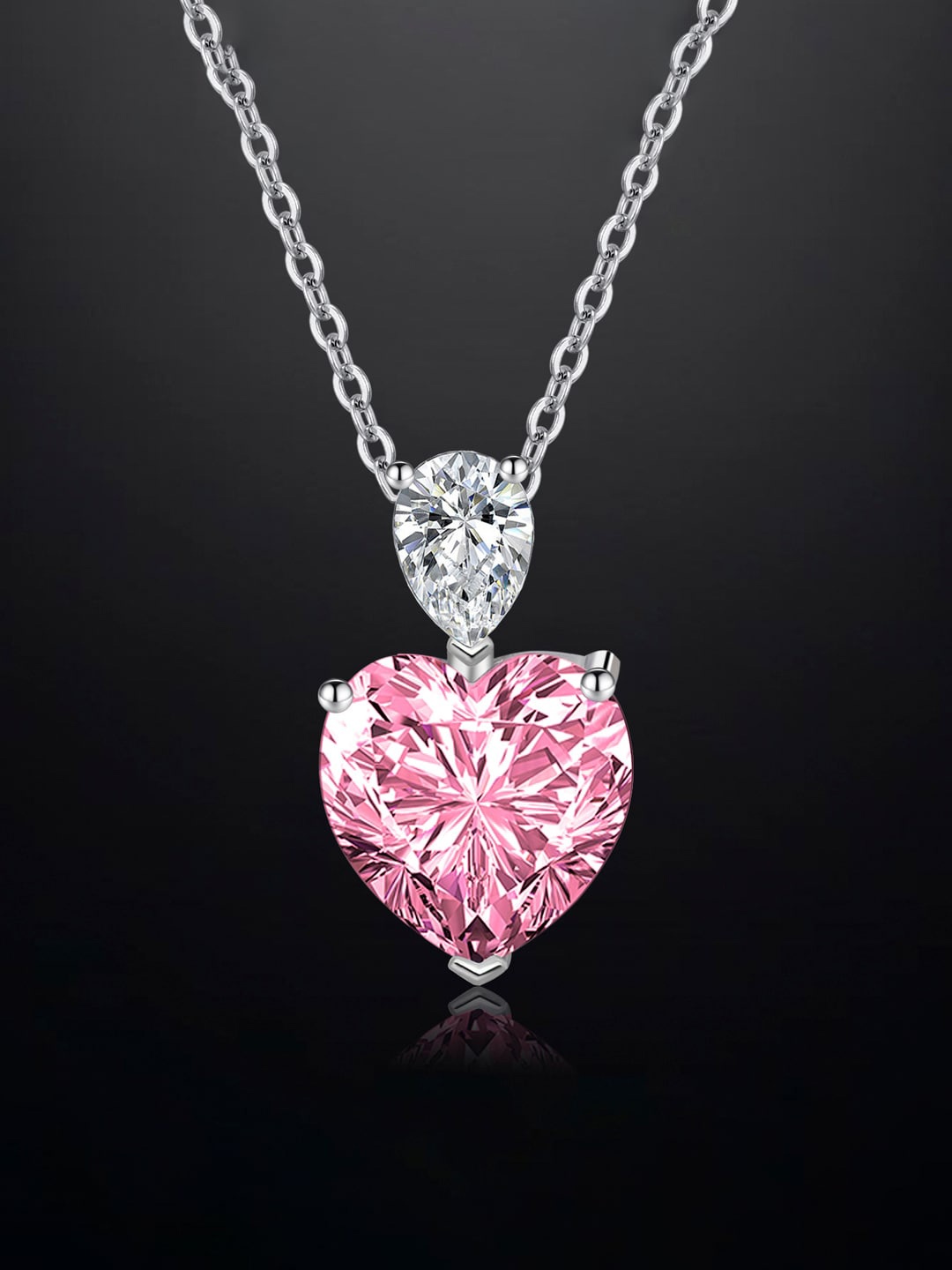

Designs & You Silver-Plated CZ-Studded Heart Pendant With Chain