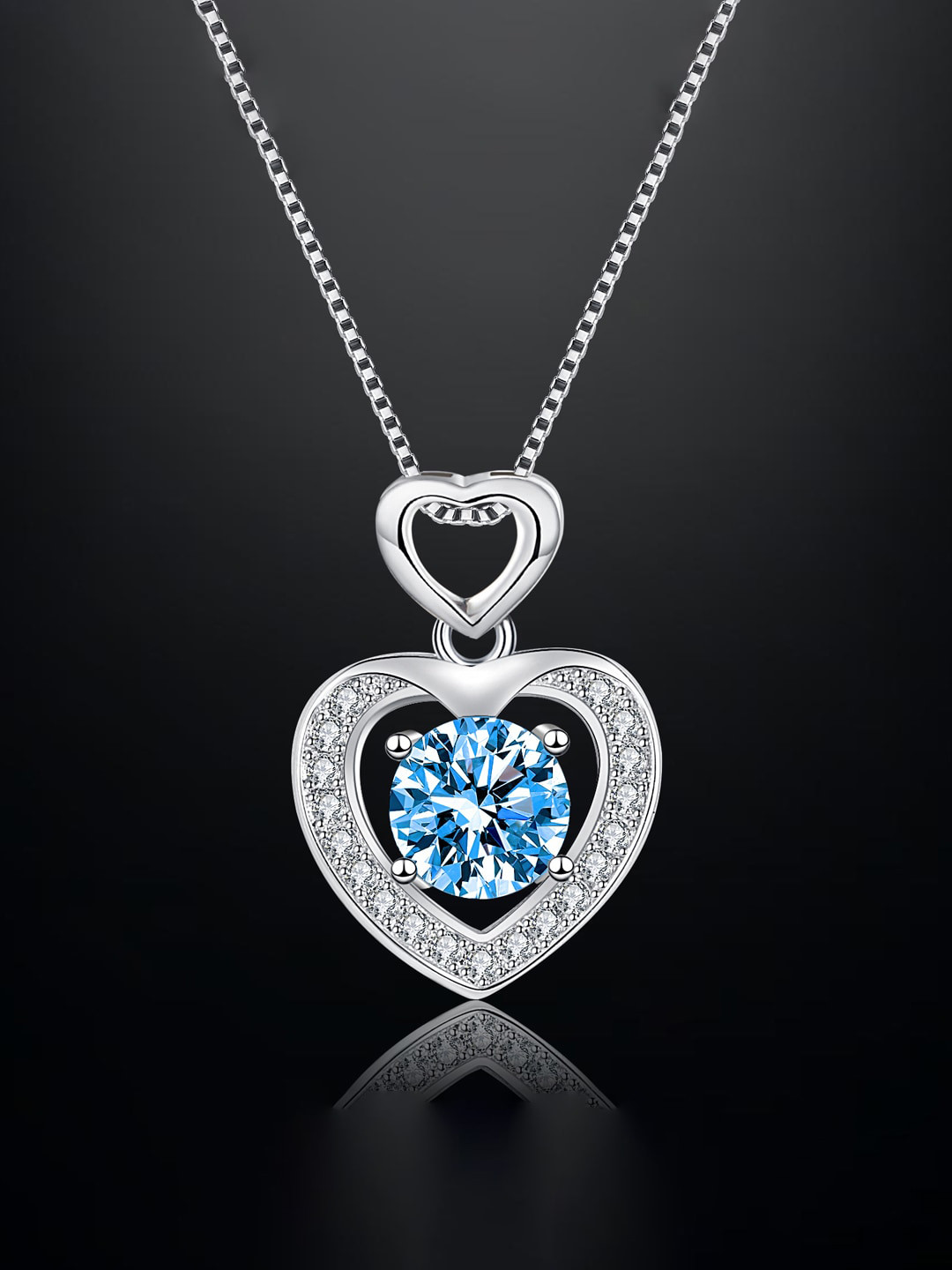 

Designs & You Silver-Plated CZ-Studded Heart Pendant With Chain