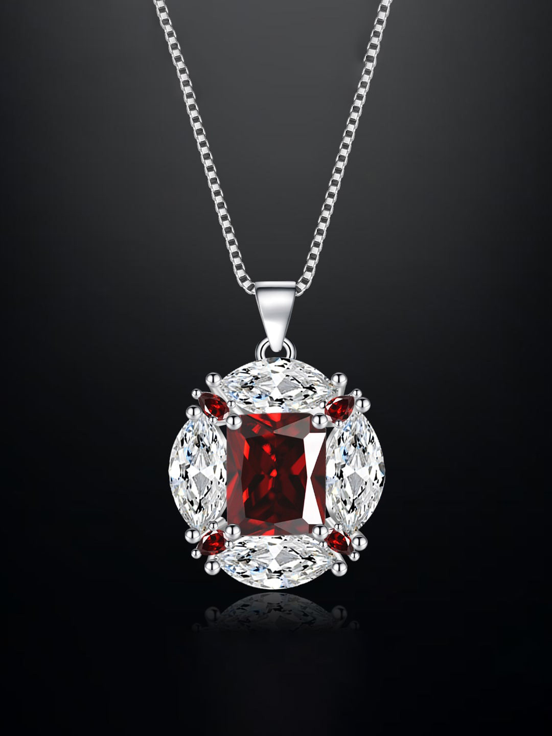 

Designs & You Silver-Plated CZ-Studded Pendant With Chain