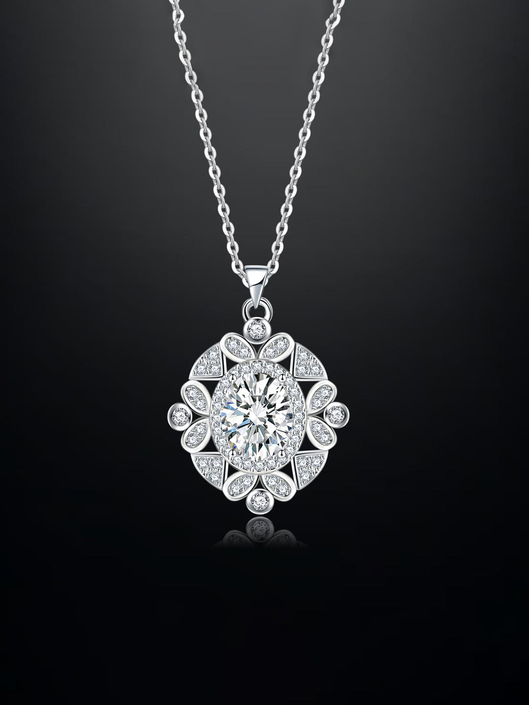 

Designs & You Silver-Plated CZ-Studded Round Shaped Pendant With Chain