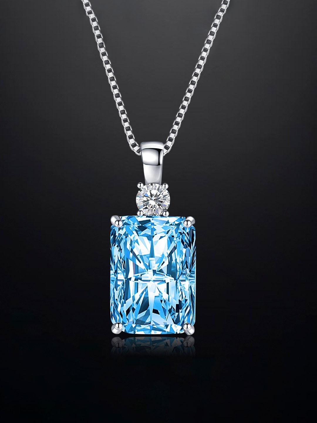 

Designs & You Silver-Plated CZ-Studded Rectangular Pendant With Chain