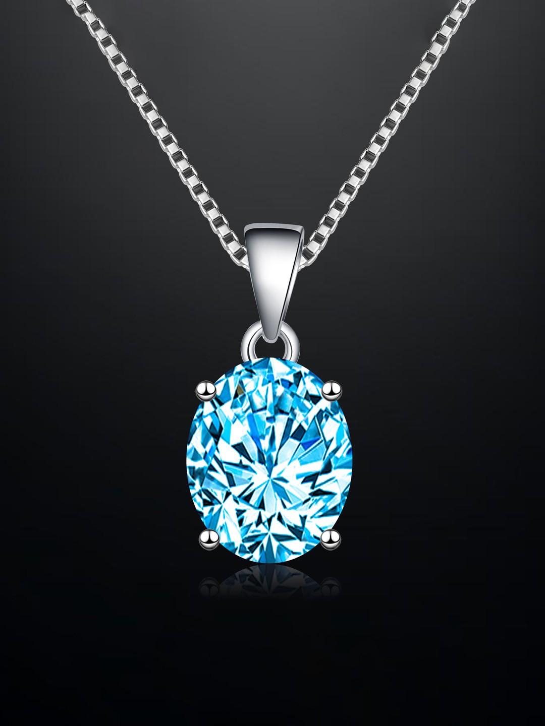 

Designs & You Silver-Plated CZ-Studded Oval Shaped Pendant With Chain
