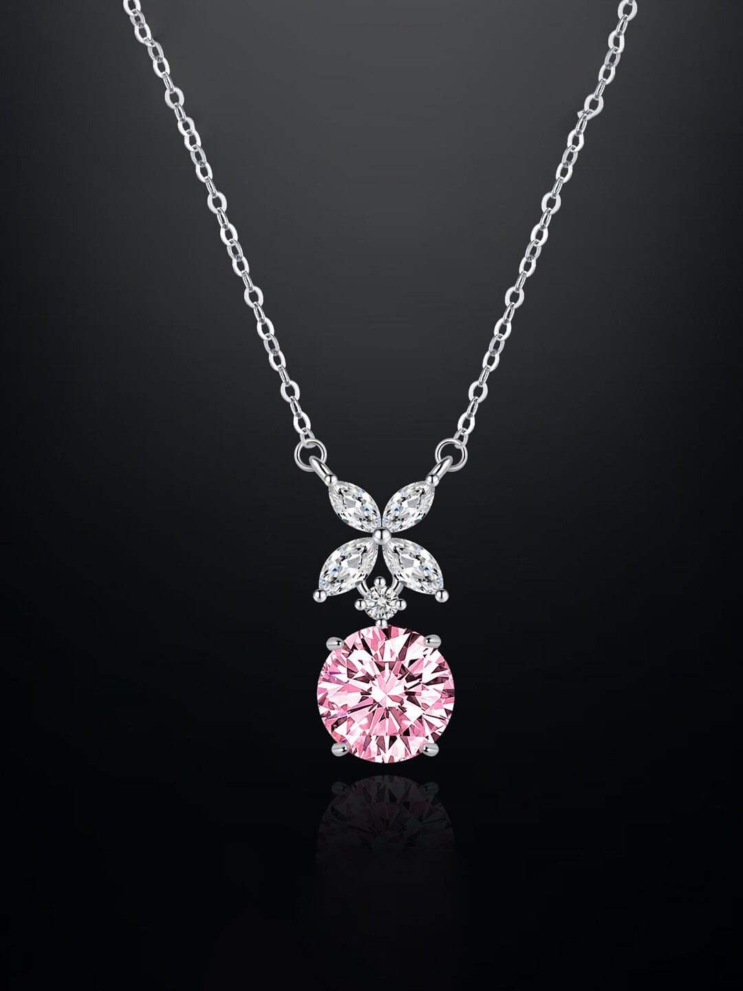 

Designs & You Silver-Toned & Pink Brass Silver-Plated Necklace