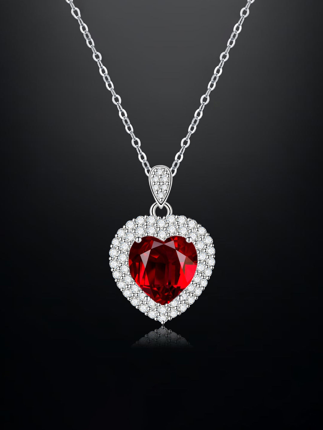

Designs & You Silver-Plated CZ-Studded Heart Shaped Pendant With Chain