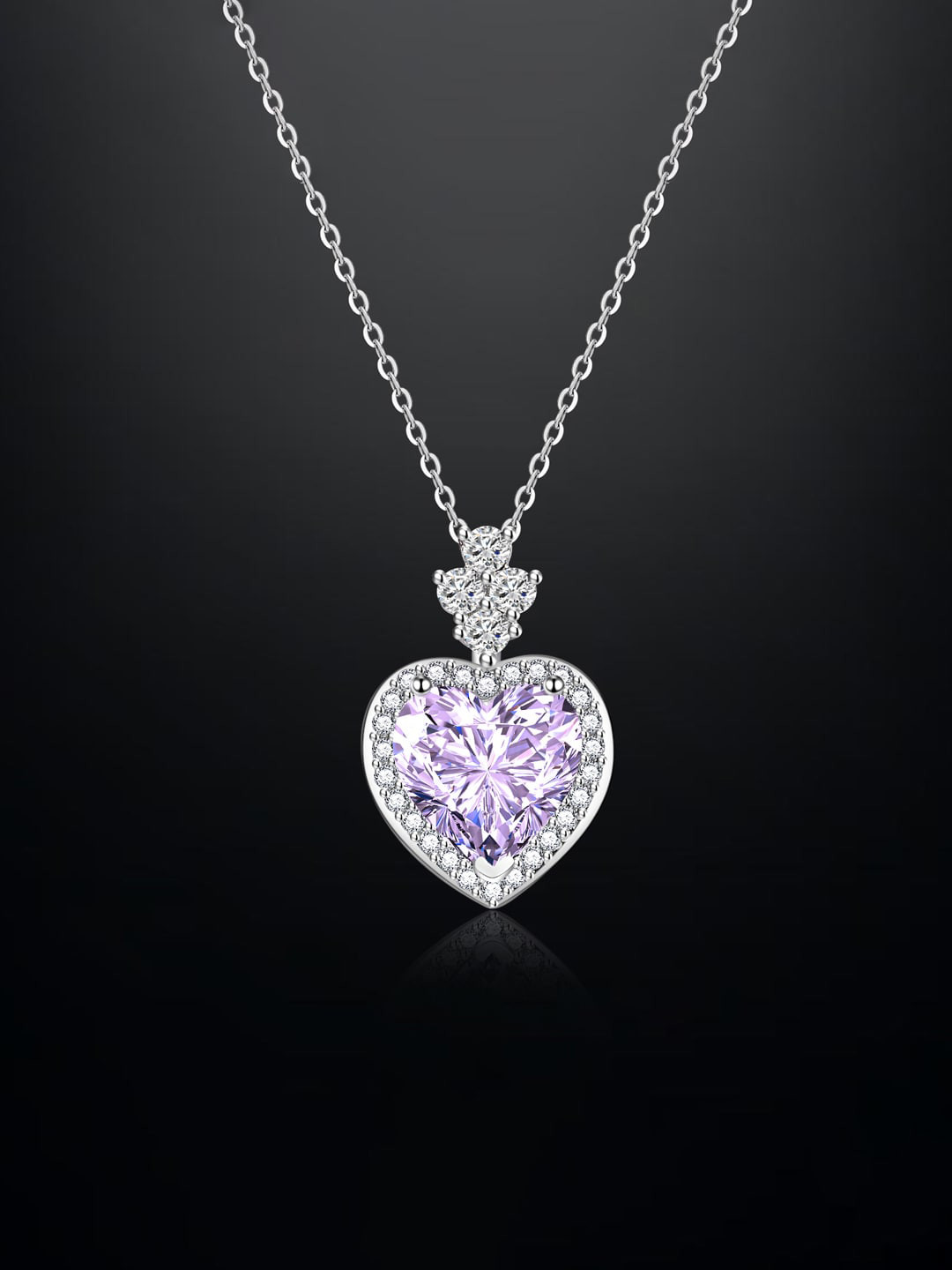 

Designs & You Silver-Plated CZ-Studded Heart Pendant With Chain