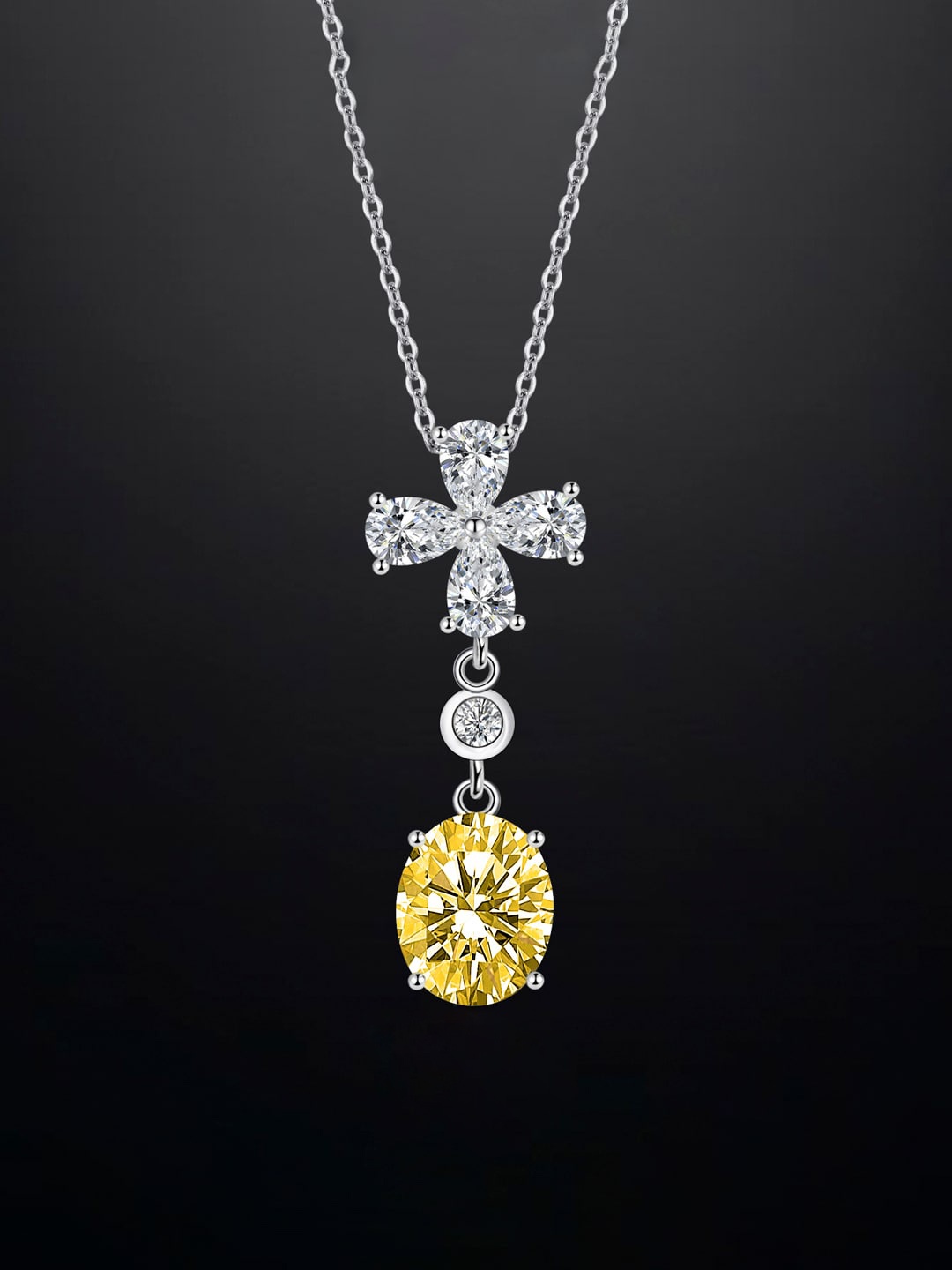 

Designs & You Silver-Plated Cubic Zirconia Studded Contemporary Shaped Pendant With Chain