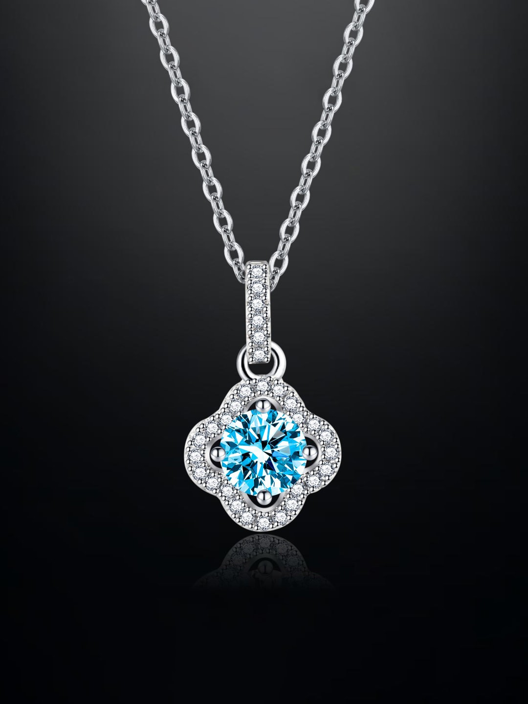 

Designs & You Silver-Plated CZ-Studded Clover Pendant With Chain