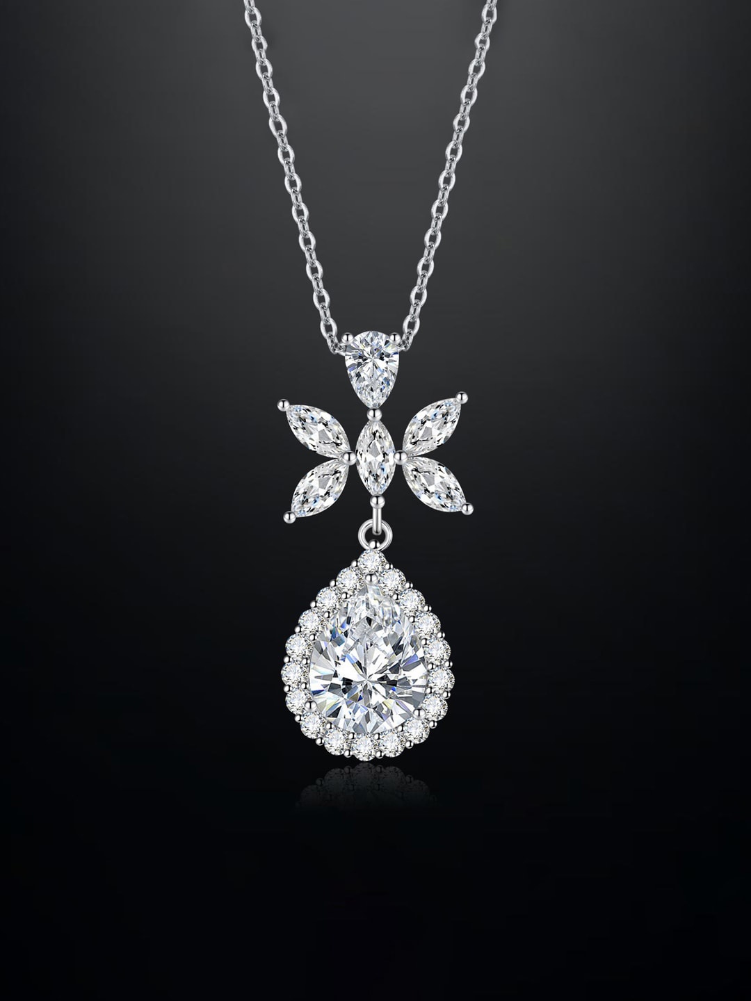 

Designs & You Silver-Plated CZ-Studded Pendant With Chain