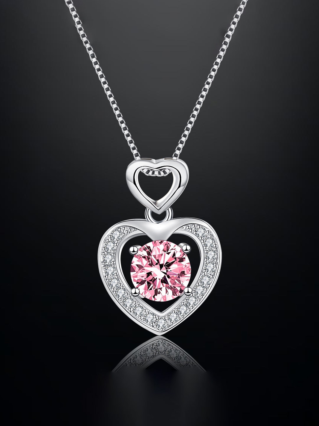 

Designs & You Silver-Plated CZ-Studded Pendant With Chain
