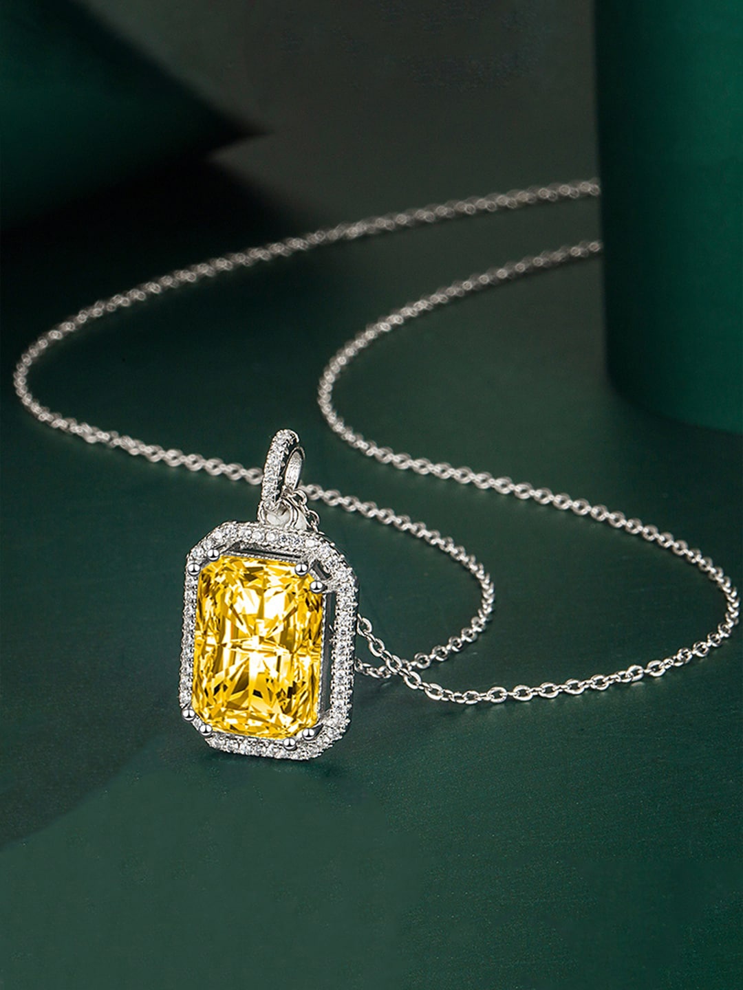 

Designs & You Silver-Plated CZ-Studded Pendant With Chain
