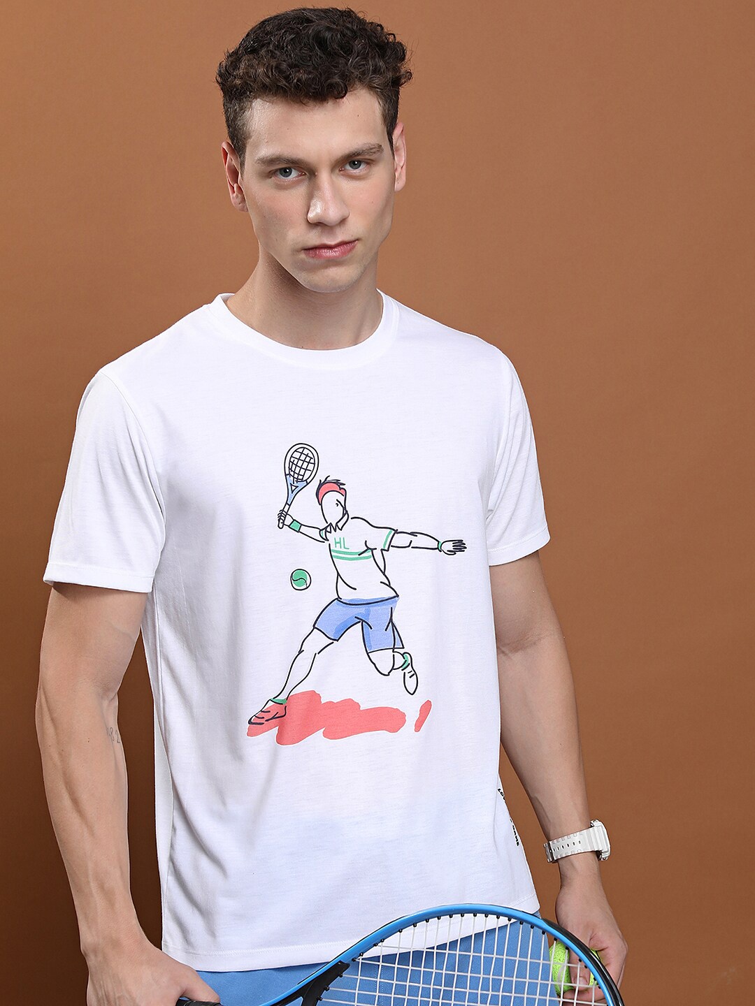 

HIGHLANDER Graphic Printed Relaxed Fit Sports T-shirt, White