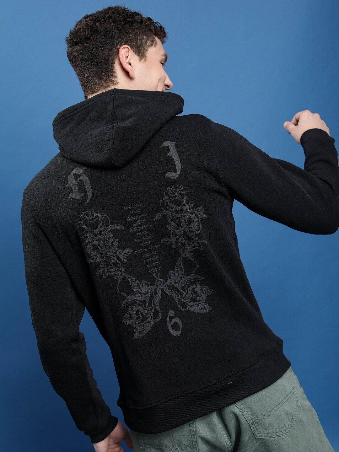 

HIGHLANDER Men Black Printed Cotton Pullover Sweatshirt