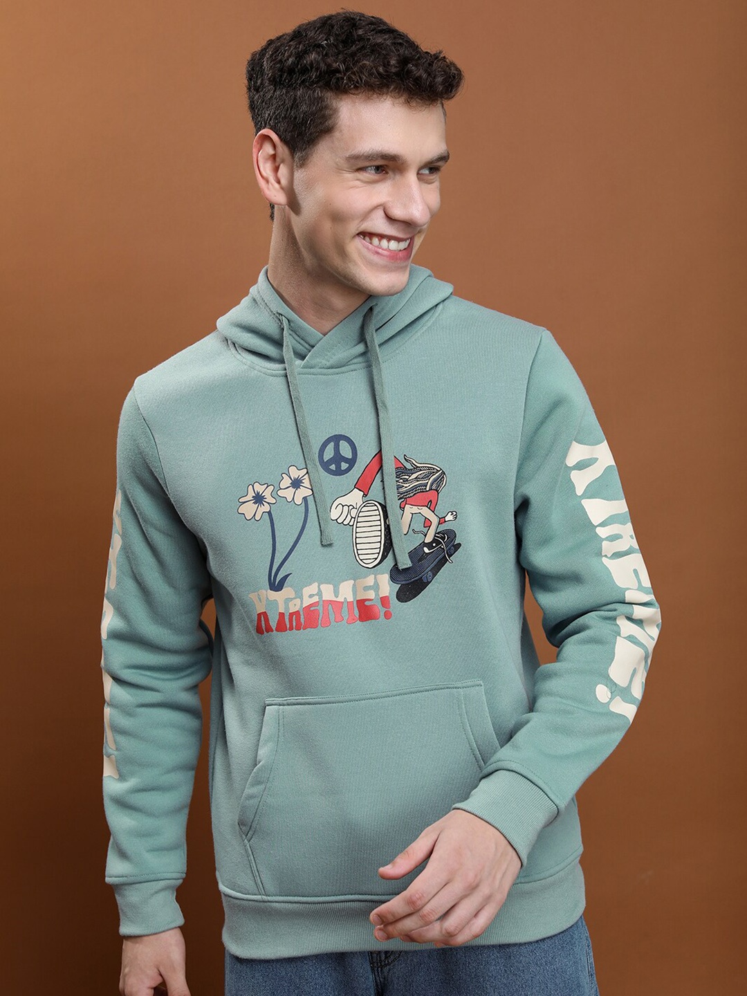 

HIGHLANDER Graphic Printed Hooded Sweatshirt, Blue