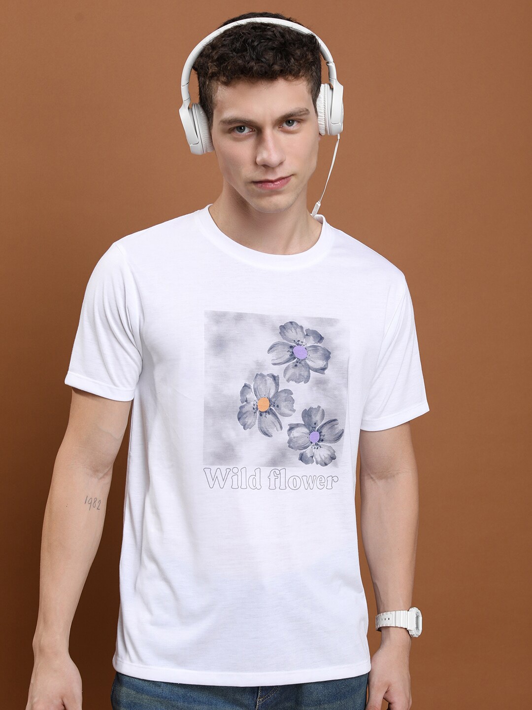 

HIGHLANDER Floral Printed Relaxed Fit Sports T-shirt, White