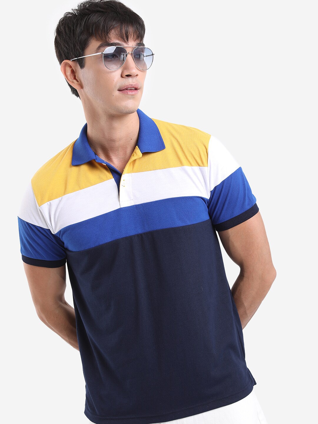 

HIGHLANDER Striped Polo Collar Short Sleeves T-shirt, Black
