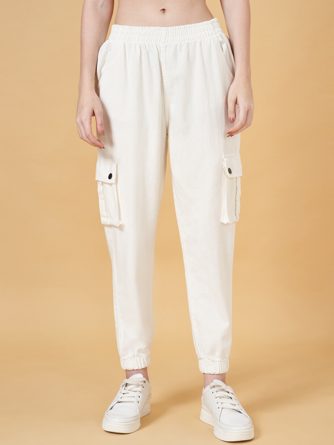 

People Women Mid-Rise Joggers, White