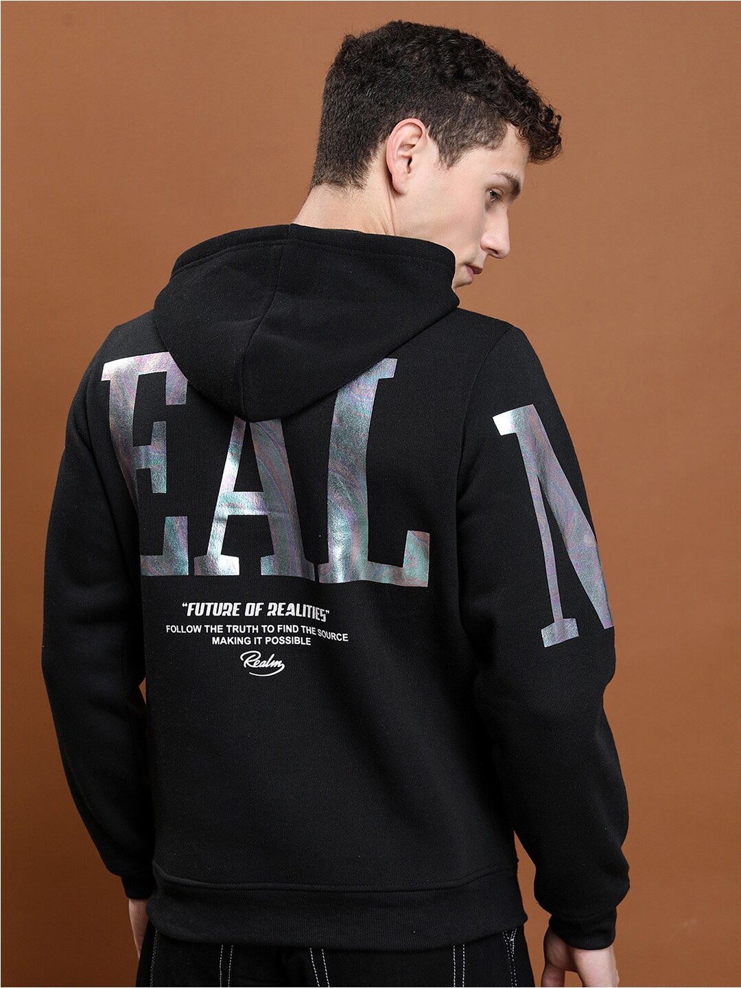

KETCH Typography Printed Hooded Sweatshirt, Black