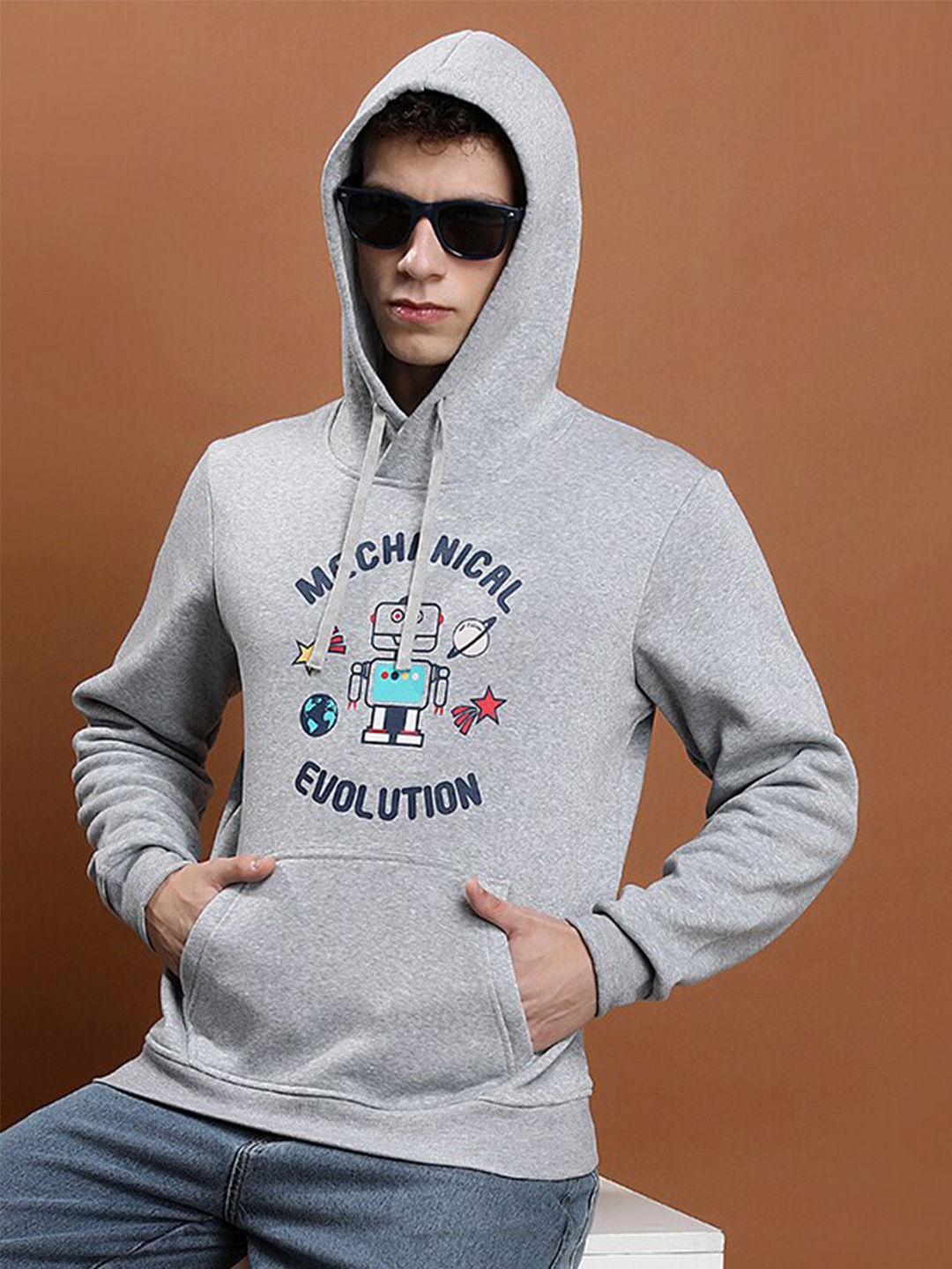 

KETCH Typography Printed Hooded Pullover Sweatshirt, Grey