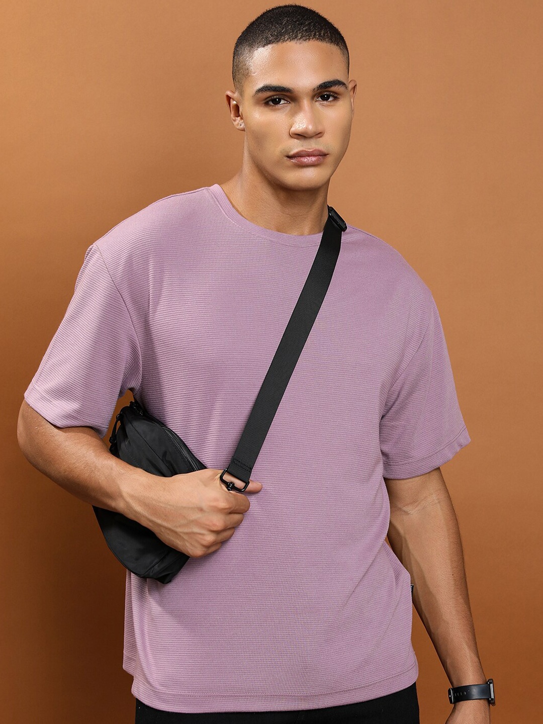 

KETCH Oversized Drop Shoulder Sleeves Casual T-shirt, Mauve