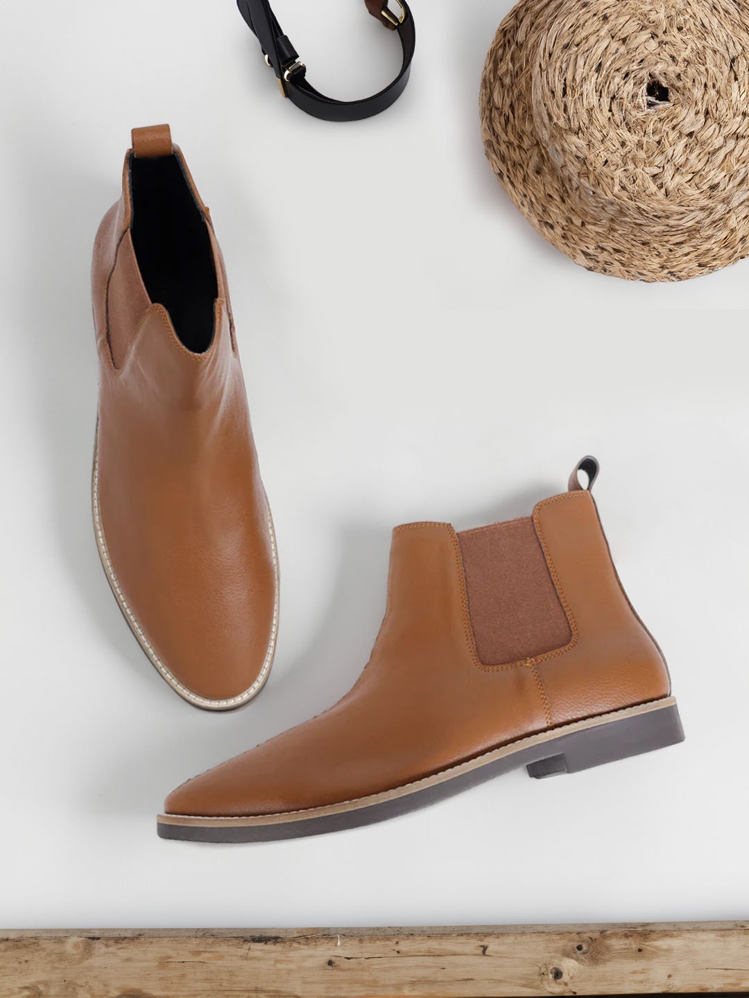 

yoho Men Mid-Top Chelsea Boots, Tan